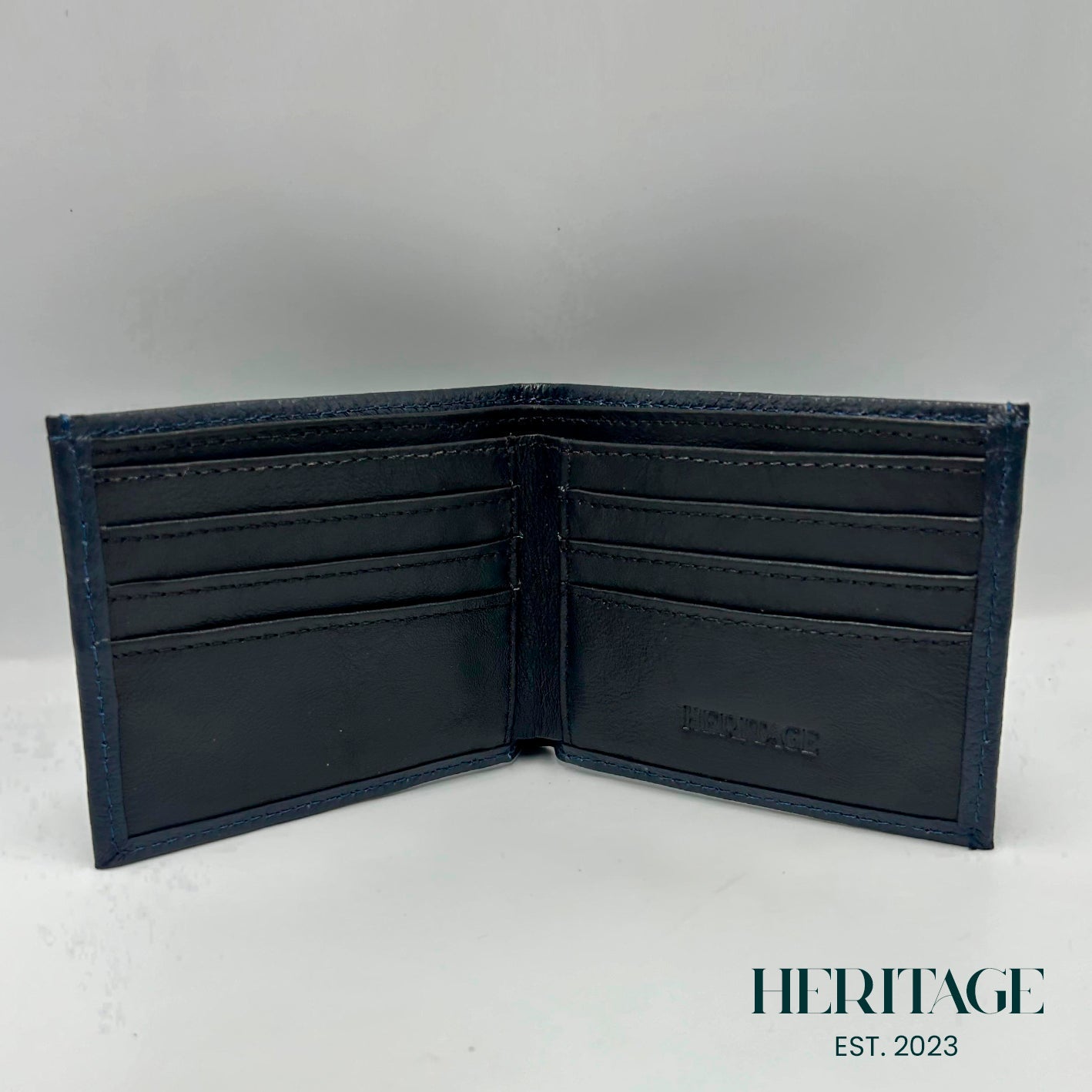 Billetera Mónaco Cuero Granulado Azul Navy