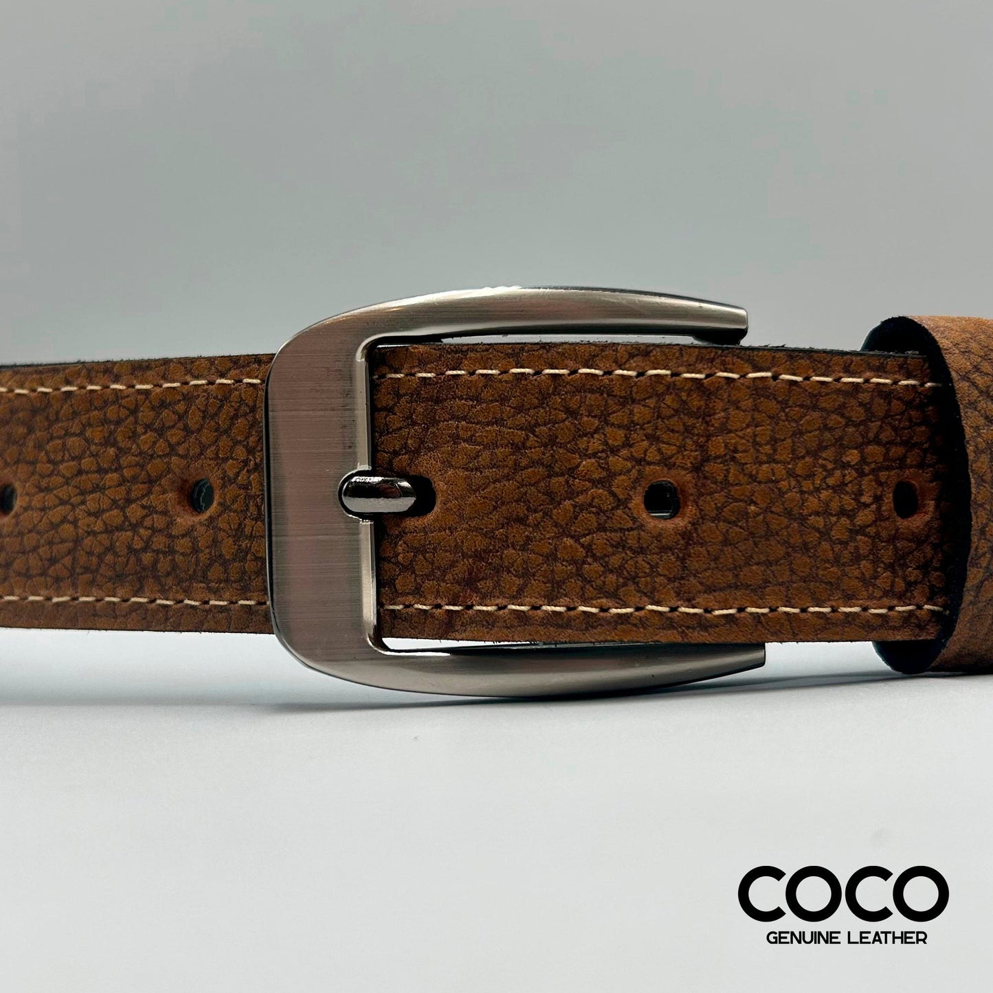 Cinturón Informal de 35 mm Cuero Granulado Mostaza COCO