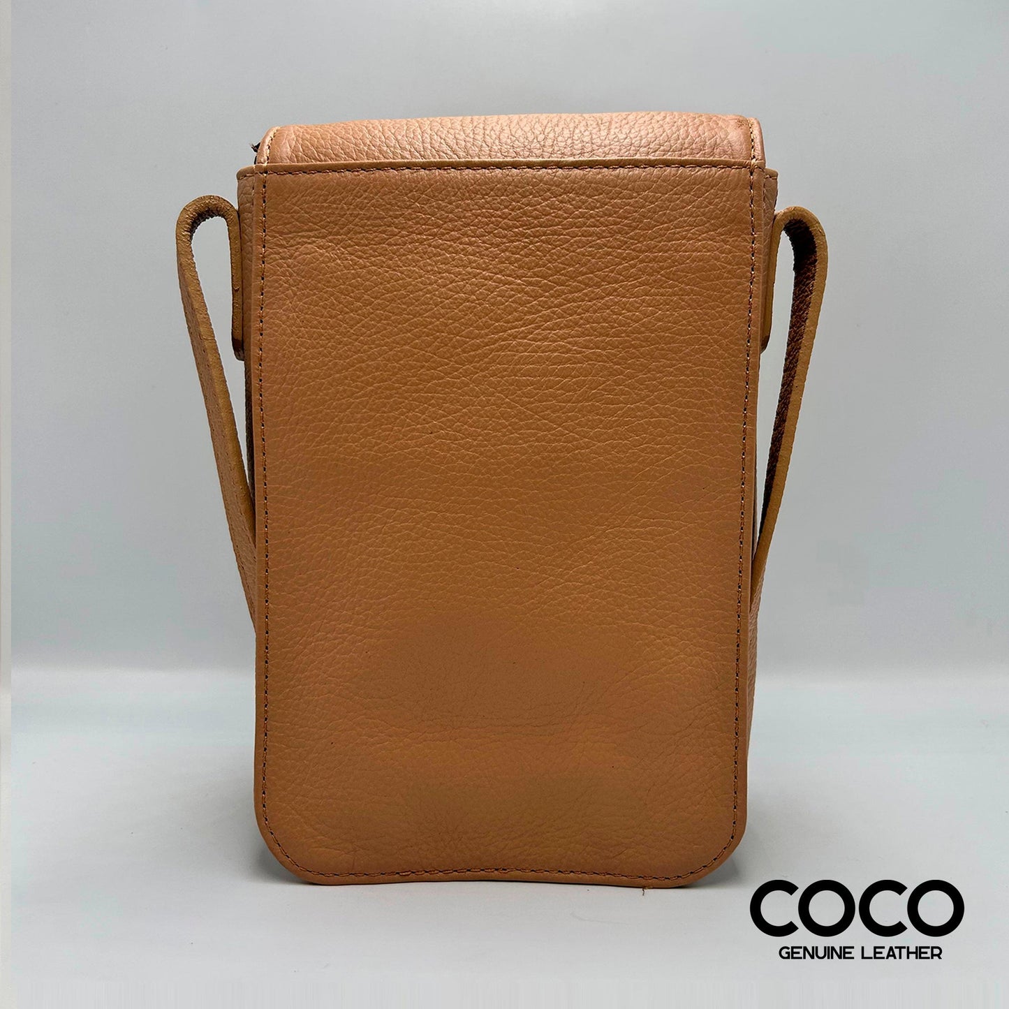 Bandolera Pequeña para Dama en Cuero Granulado Capuchino COCO