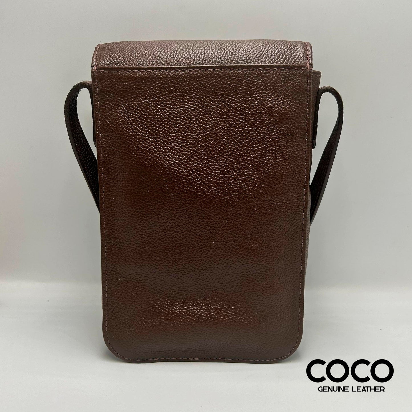 Bandolera Pequeña para Dama en Cuero Granulado Café COCO