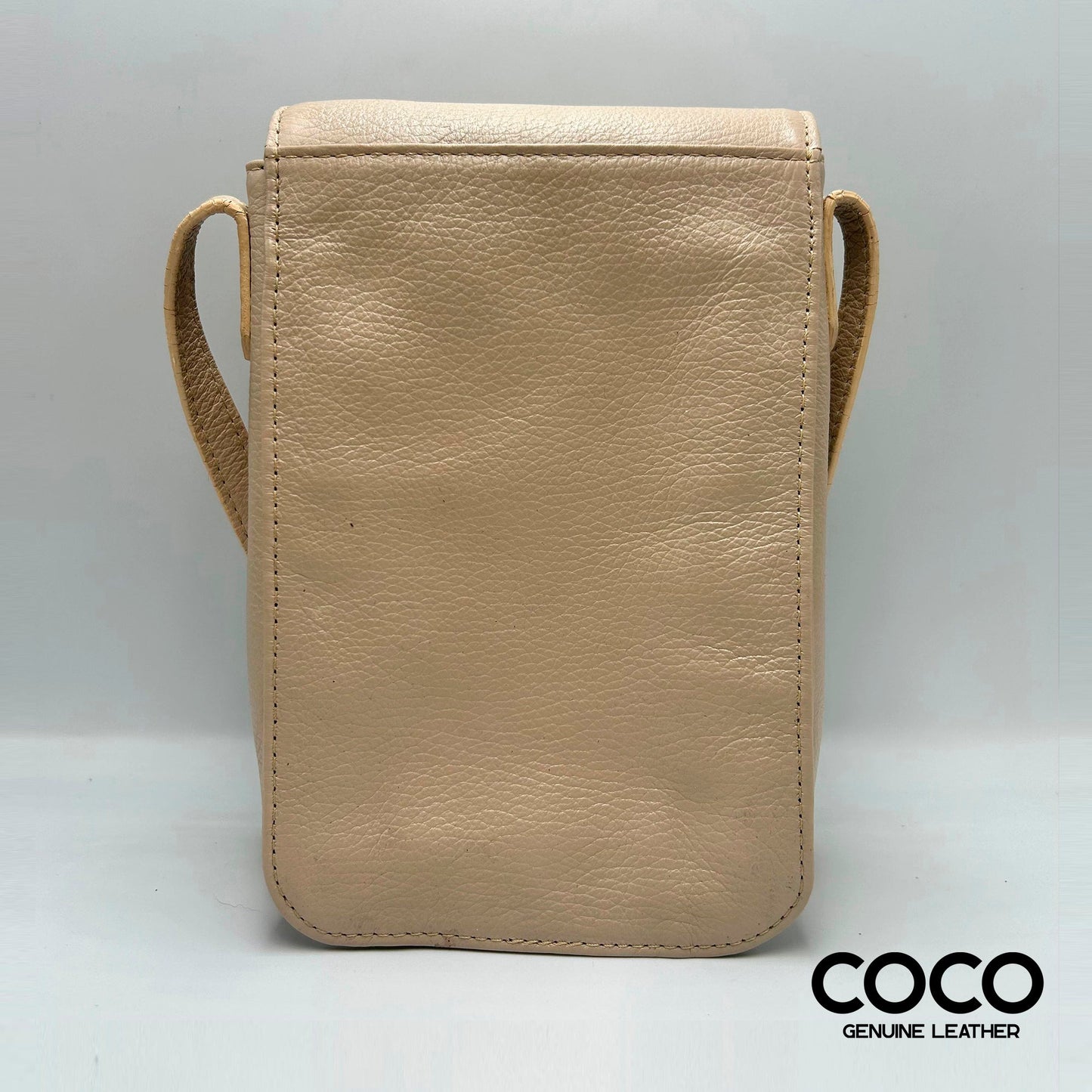 Bandolera Pequeña para Dama en Cuero Granulado Arena COCO