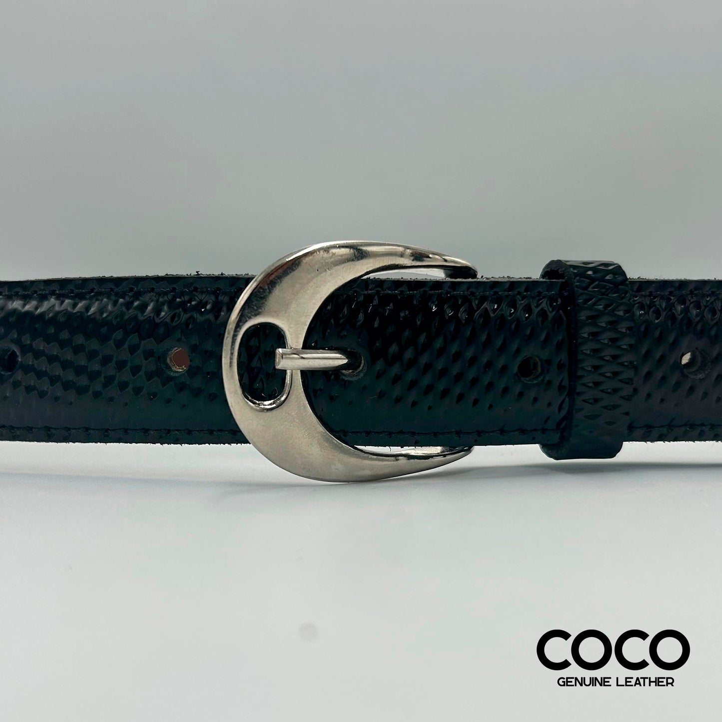 Cinturón Formal para Dama de 30 mm en Cuero Liso Azul COCO