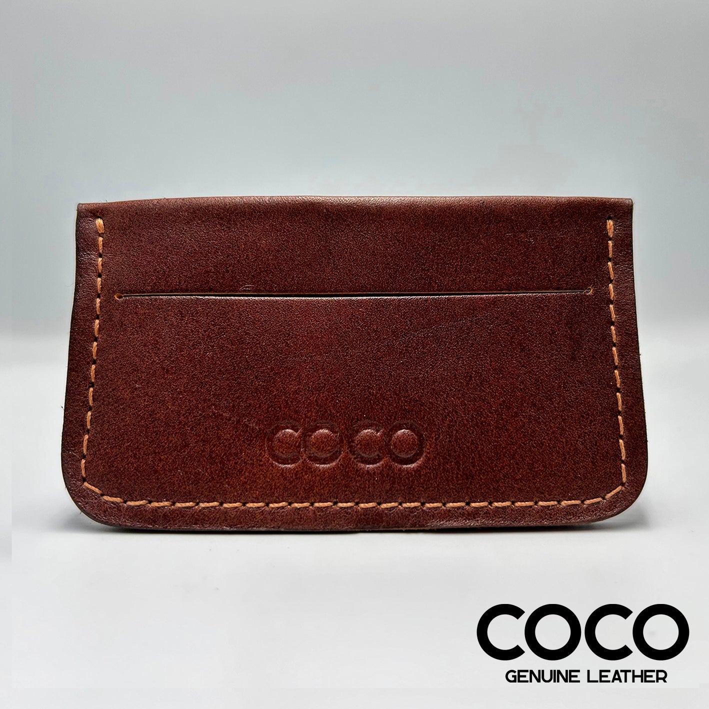 Tarjetero Minimalista Cuero Graso Cognac COCO