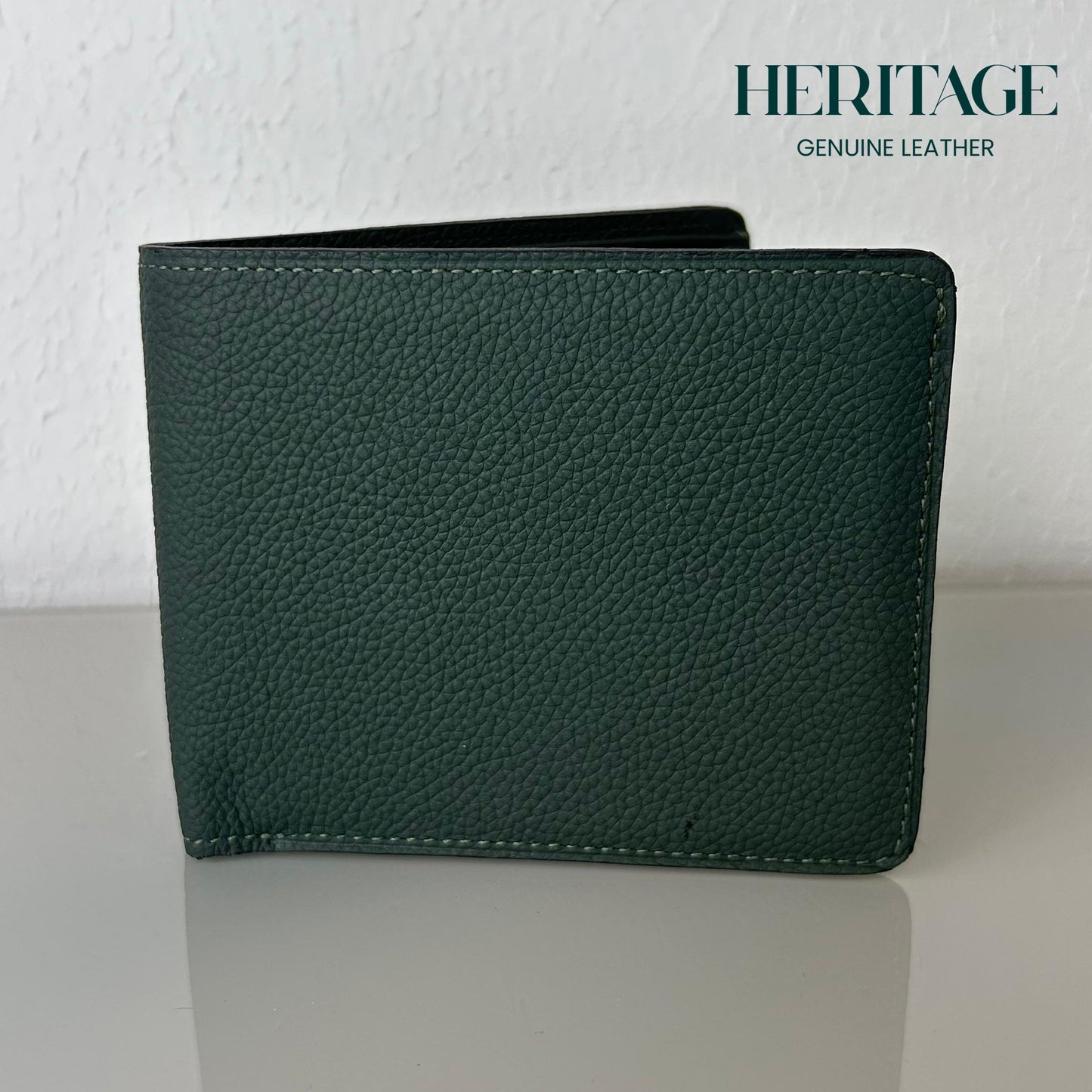 Billetera Bifold Madrid Cuero Granulado Verde Heritage