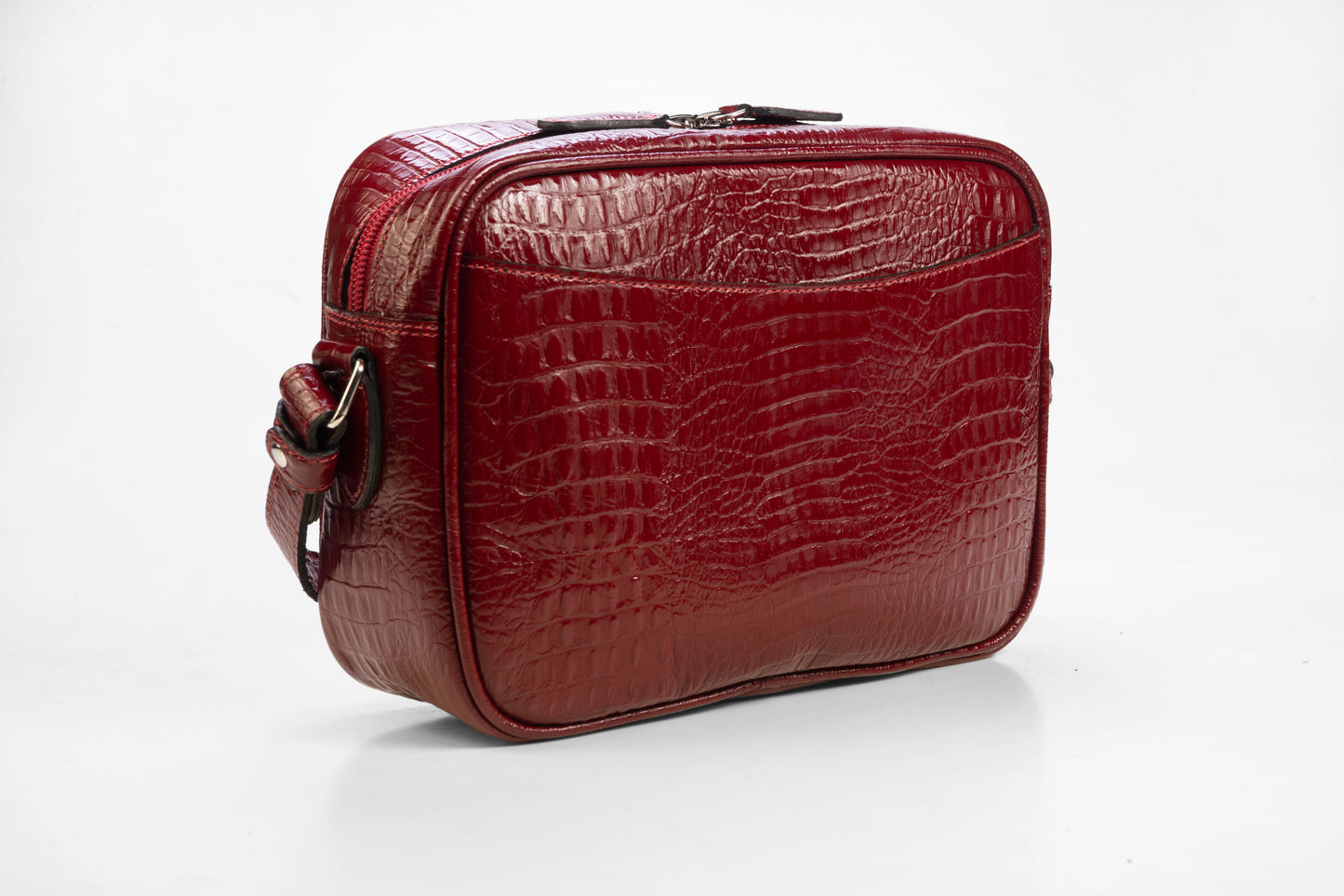 Camera Bag Mónaco Mediana en Cuero Charol Cereza Heritage