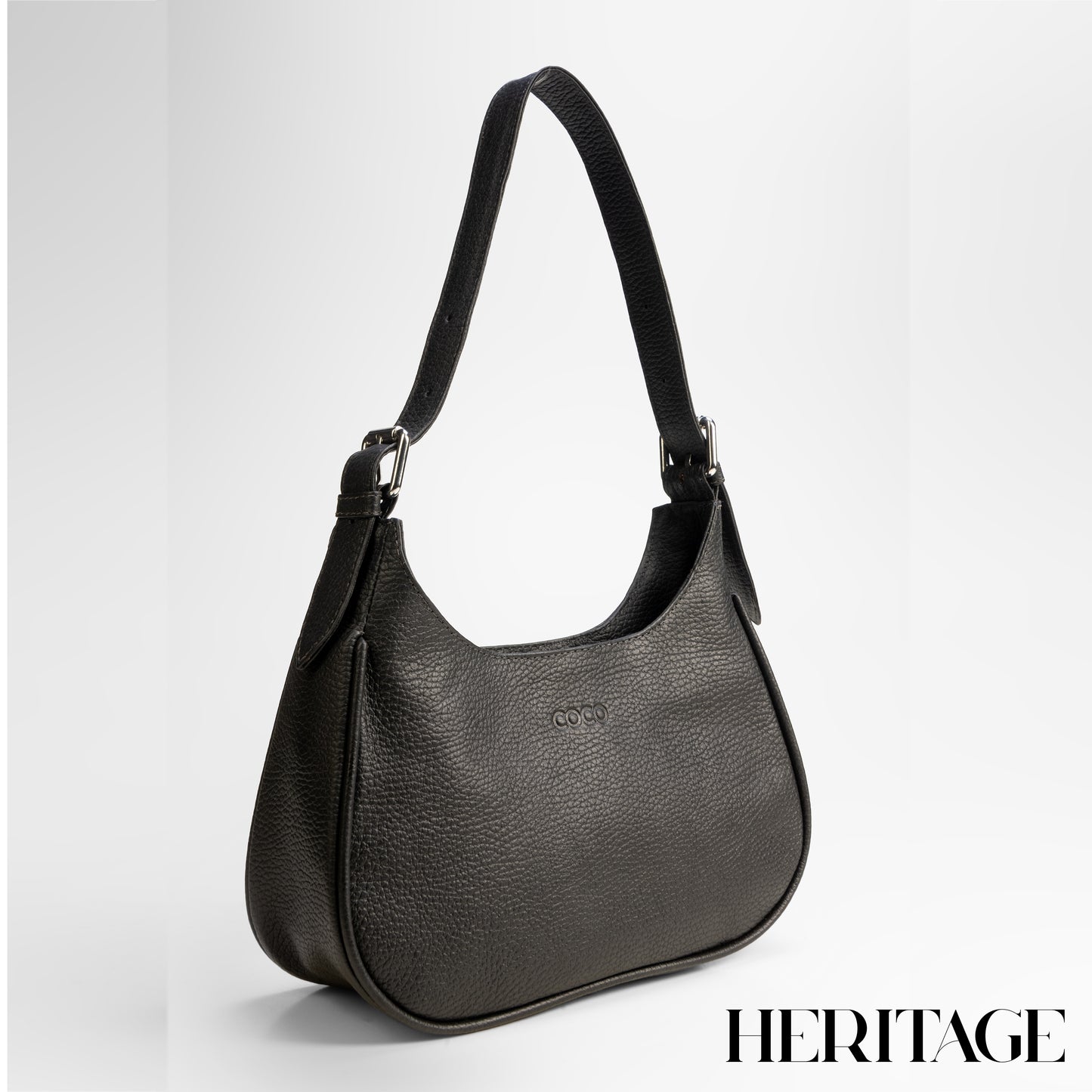 Cartera Lulú en Cuero Granulado Negro COCO