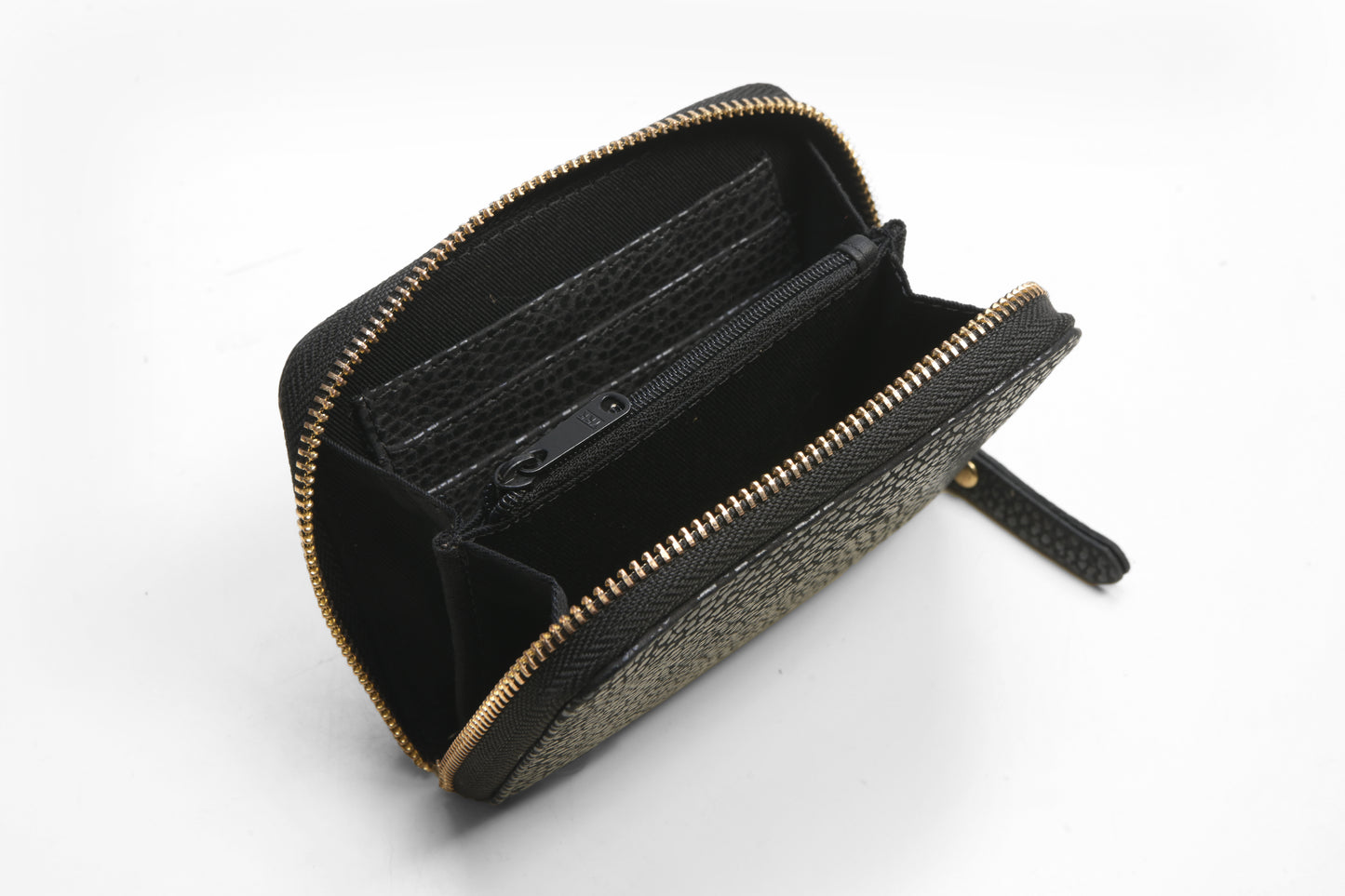 Billetera Pequeña con Cierre para Dama en Cuero Nubuck Cristal Negro Heritage