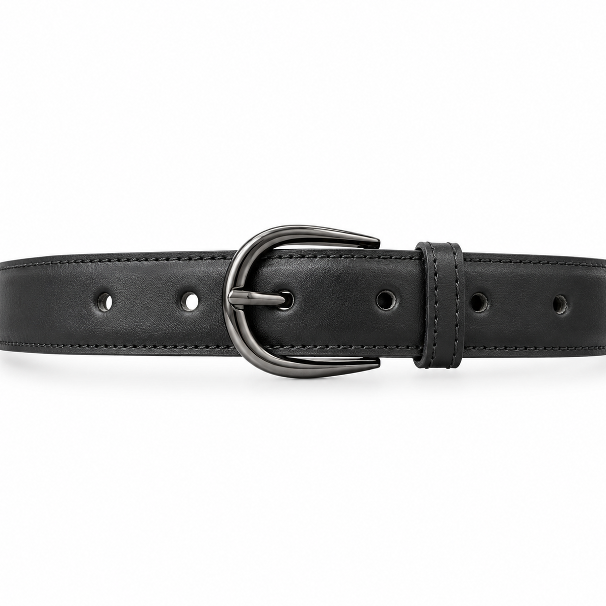 Cinturón Formal para Dama de 25 mm Cuero Liso Negro HN COCO