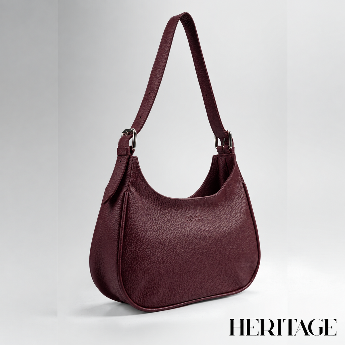 Cartera Lulú en Cuero Granulado Burgundy COCO