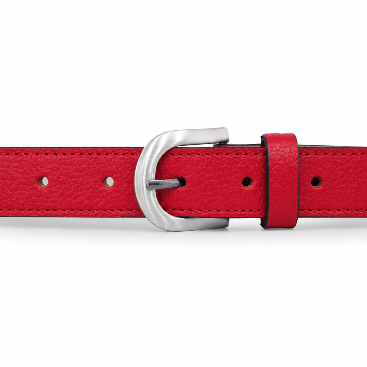 Cinturón Formal para Dama de 22 mm en Cuero Granulado Rojo COCO