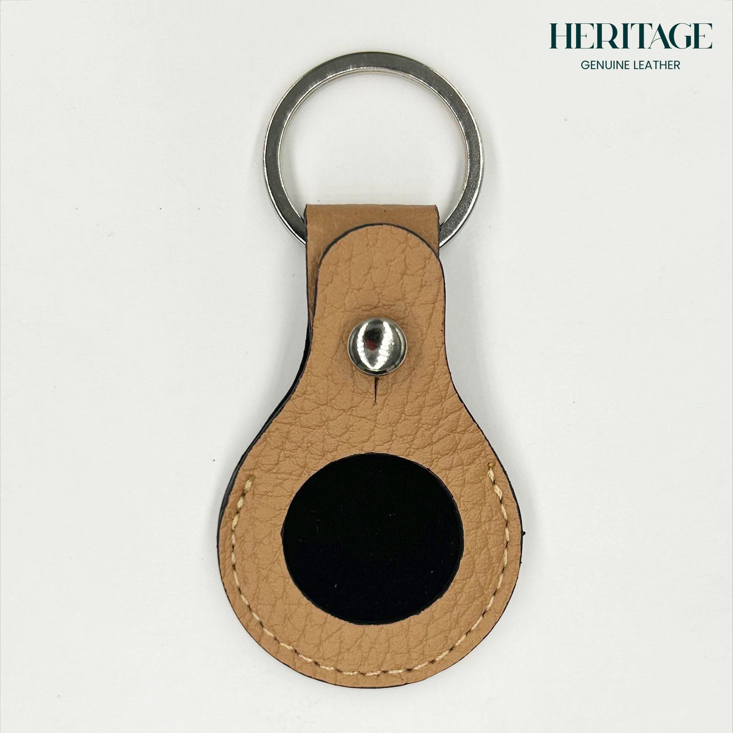 Llavero para AirTag en Cuero Granulado Capuchino Heritage