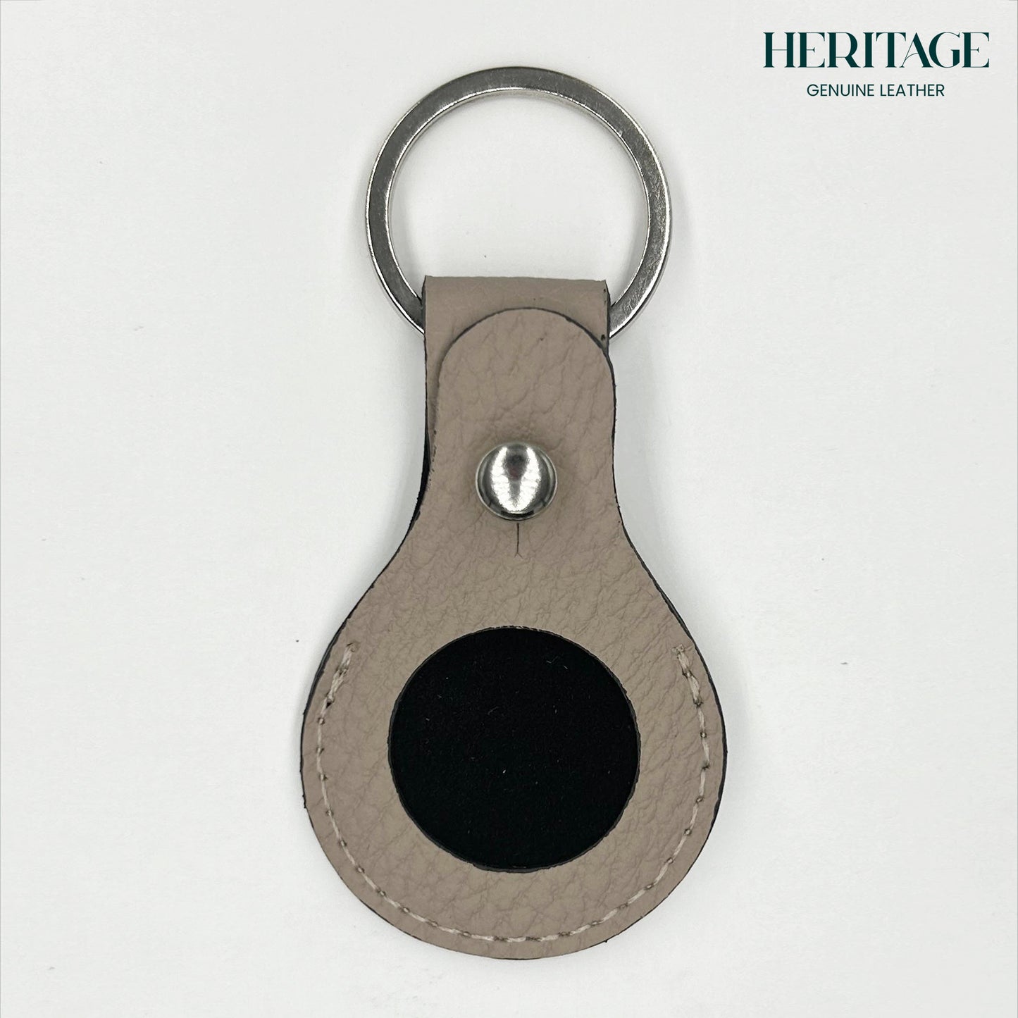 Llavero para AirTag en Cuero Granulado Taupe Heritage