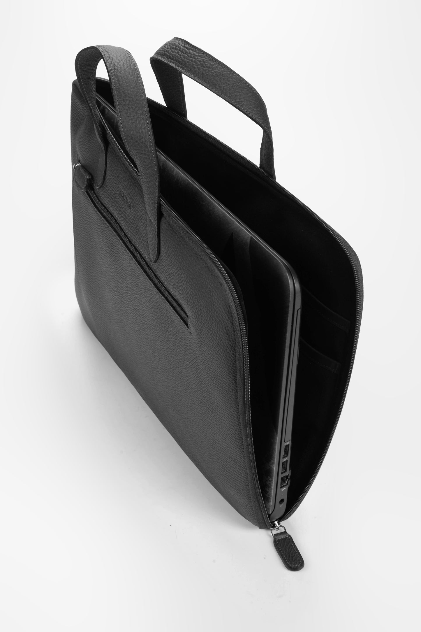 Maletín para Laptop en Cuero Granulado Negro Heritage