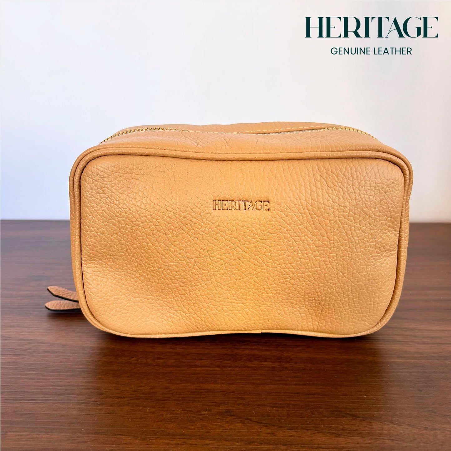 Neceser Cosmético en Cuero en Granulado Capuchino Heritage