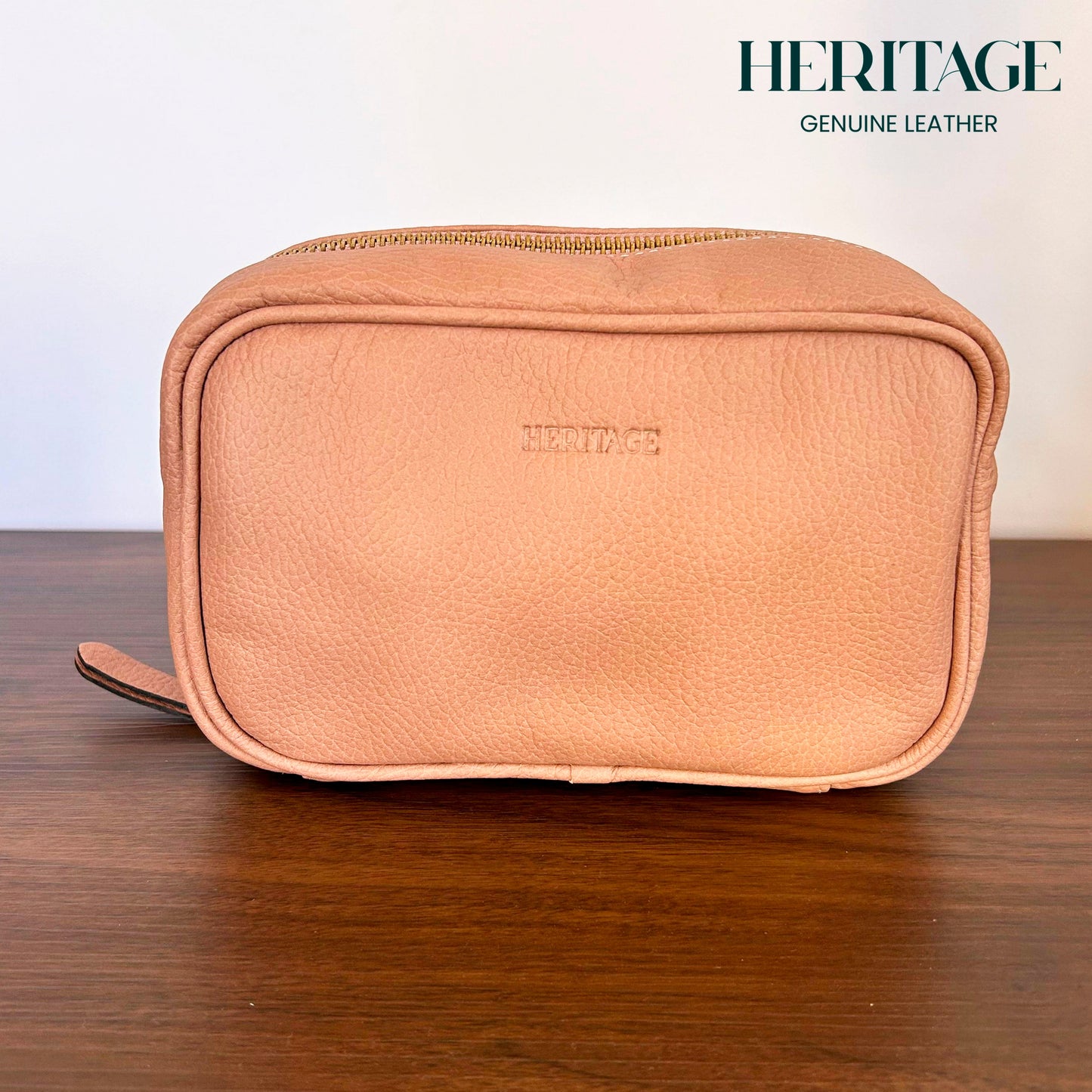 Neceser Cosmético en Cuero Granulado Palo de Rosa Heritage