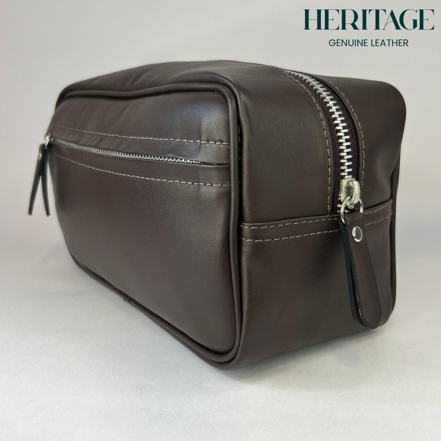 Neceser Monaco Cuero Liso Cafe Heritage