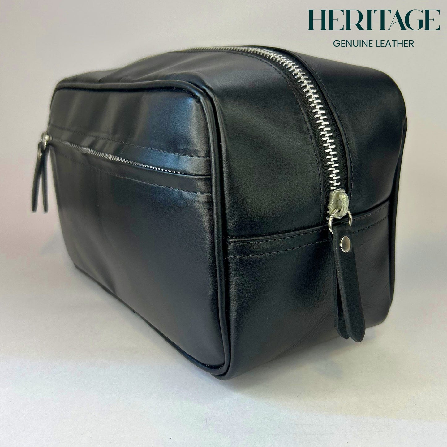 Neceser Monaco Cuero Liso Negro Heritage