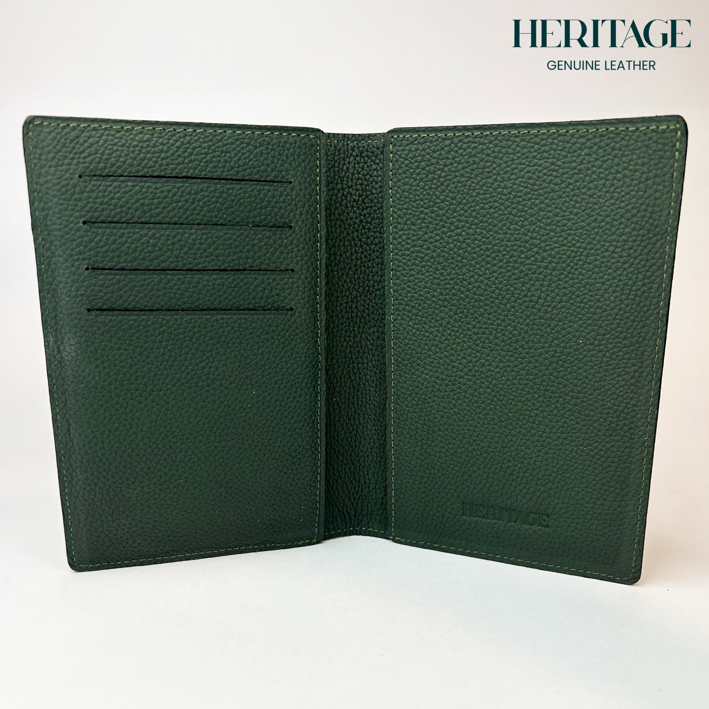 Funda para Pasaporte en Cuero Granulado Verde Heritage