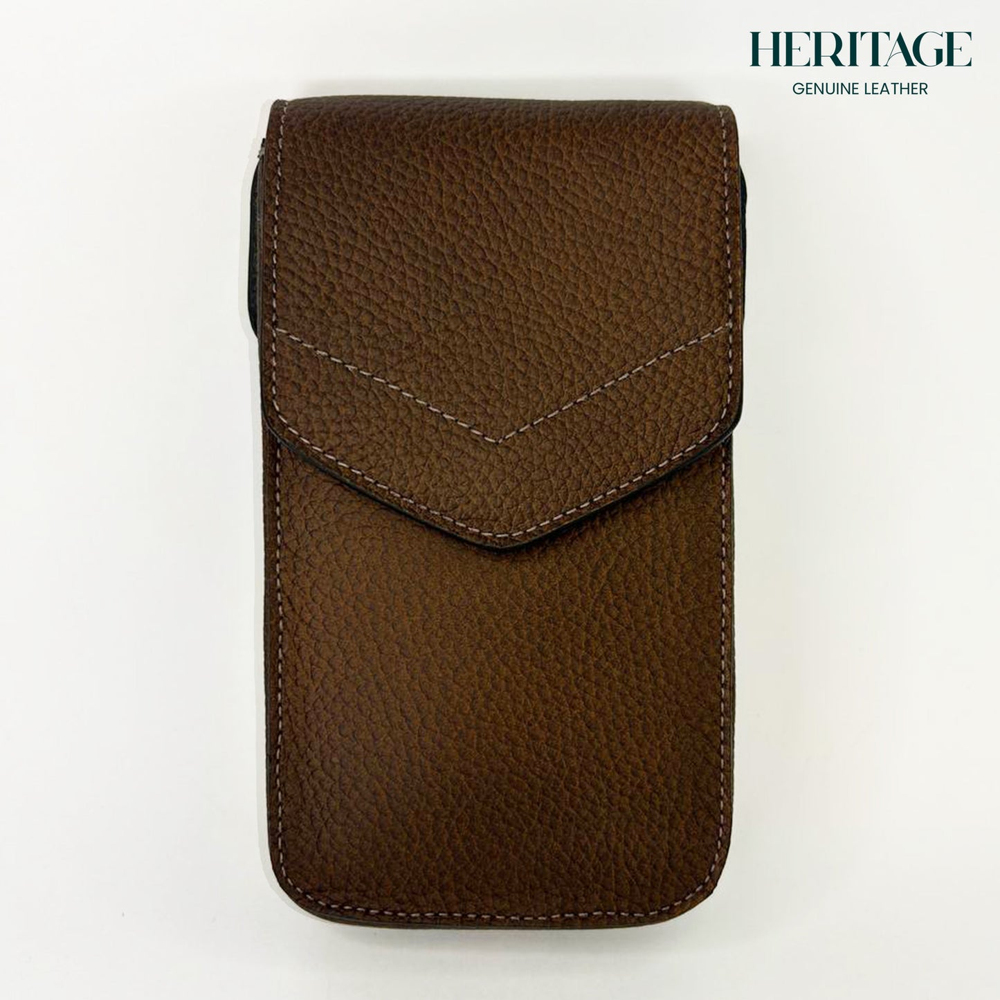 Portacelular en Cuero Granulado Café Heritage