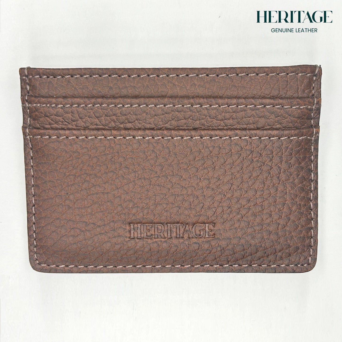 Tarjetero Mónaco Cuero Granulado Café Heritage