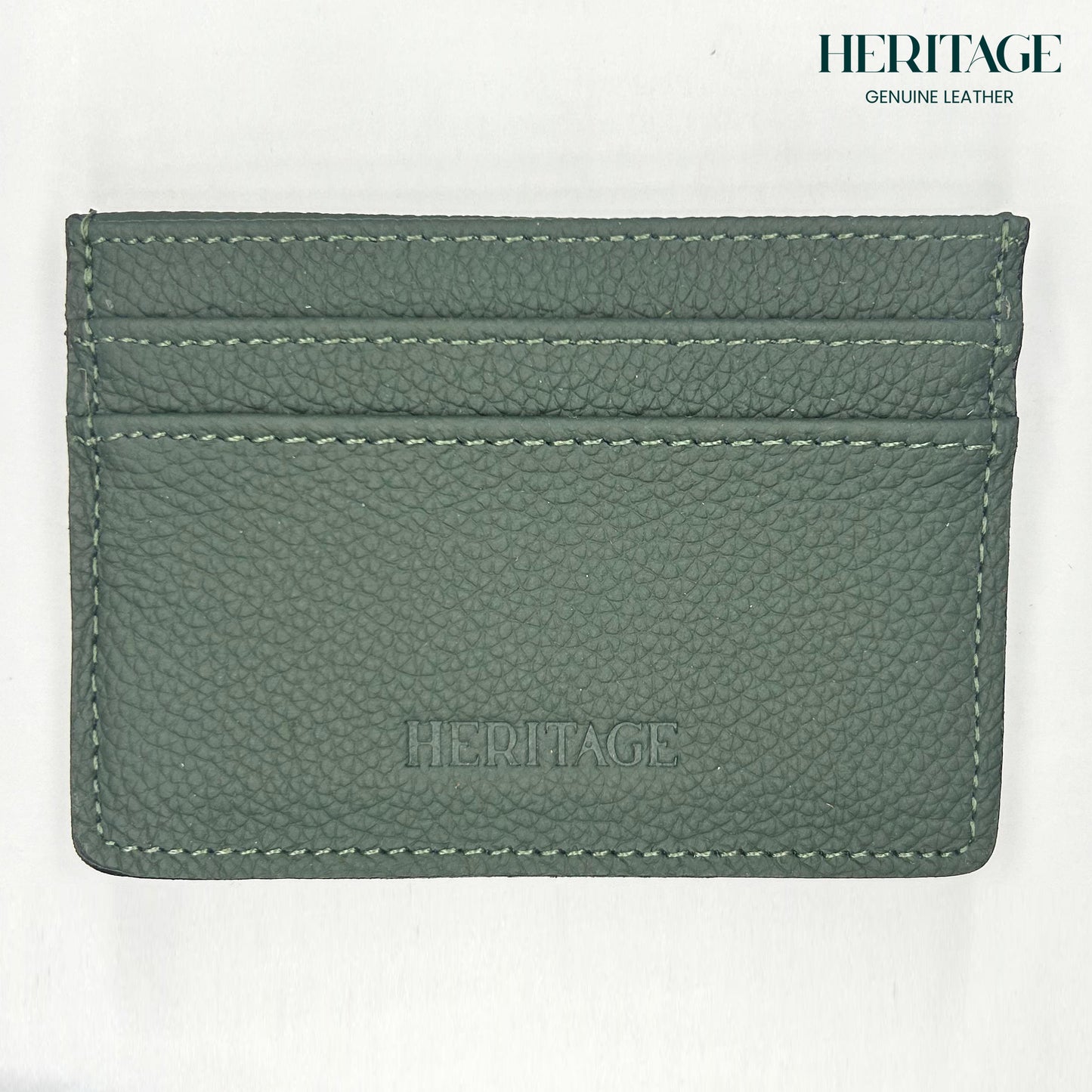 Tarjetero Mónaco Cuero Granulado Verde Heritage