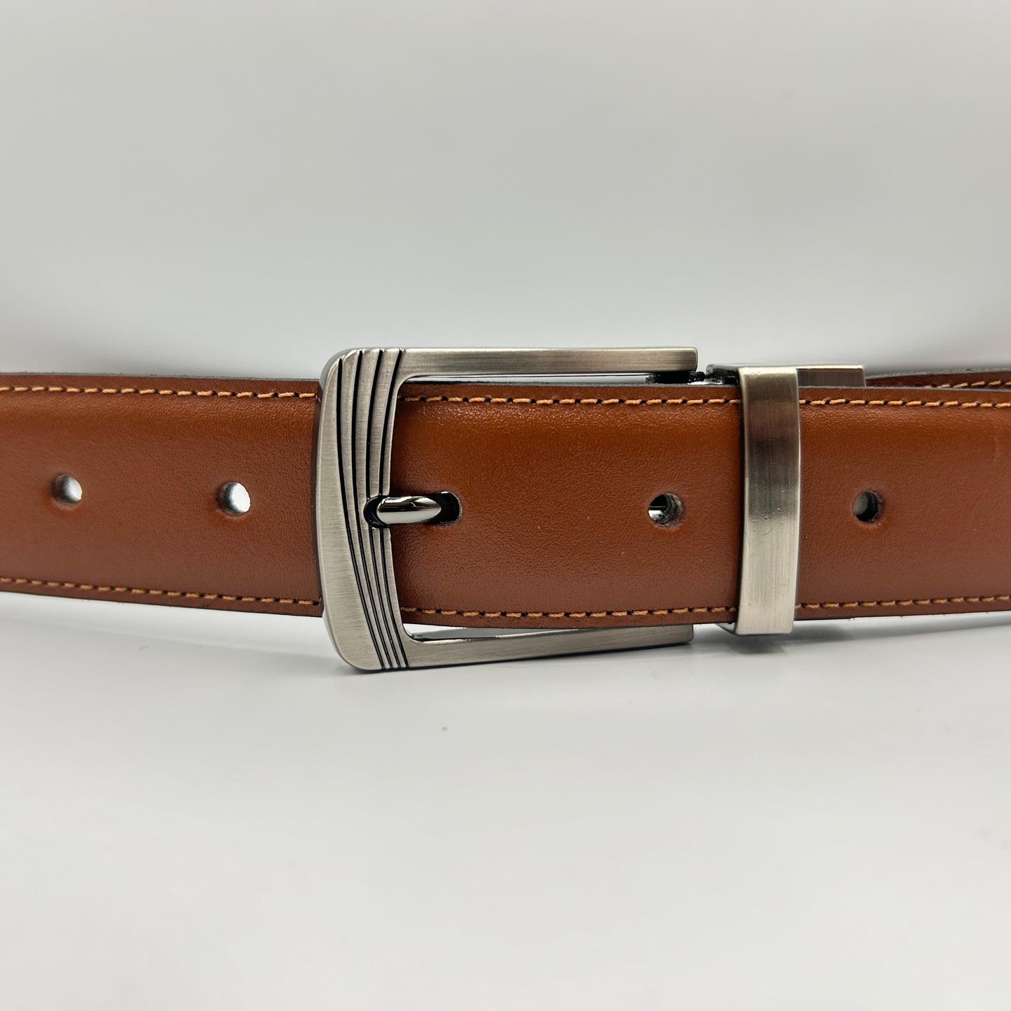 Cinturón Doble Cara de 35 mm Cuero Liso Whiskey/Negro COCO