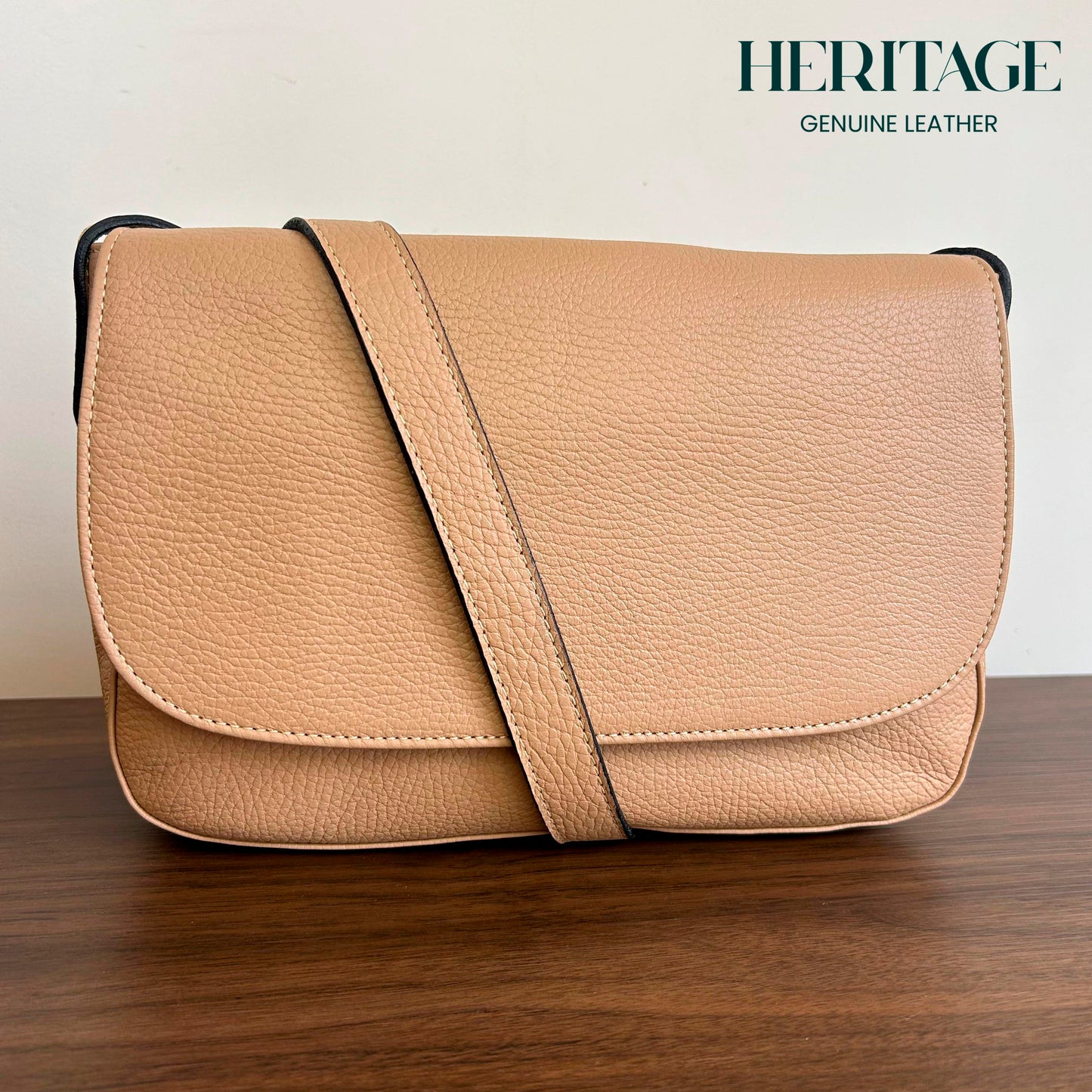 Cartera Roma en Cuero Granulado Capuchino COCO