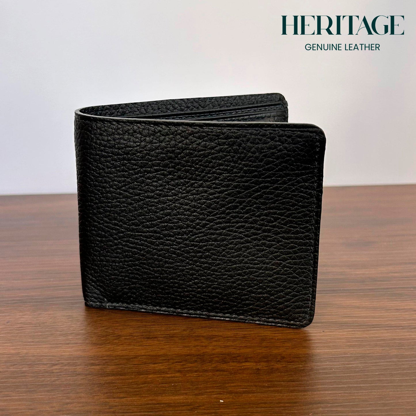 Billetera Bifold Verona Cuero Granulado Negro Heritage