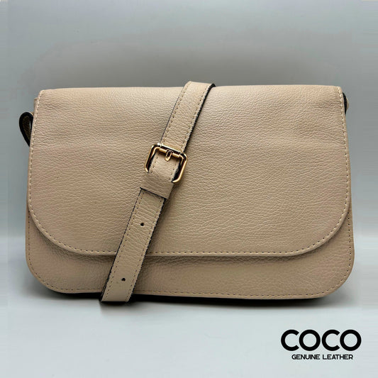 Cartera Roma en Cuero Granulado Arena COCO