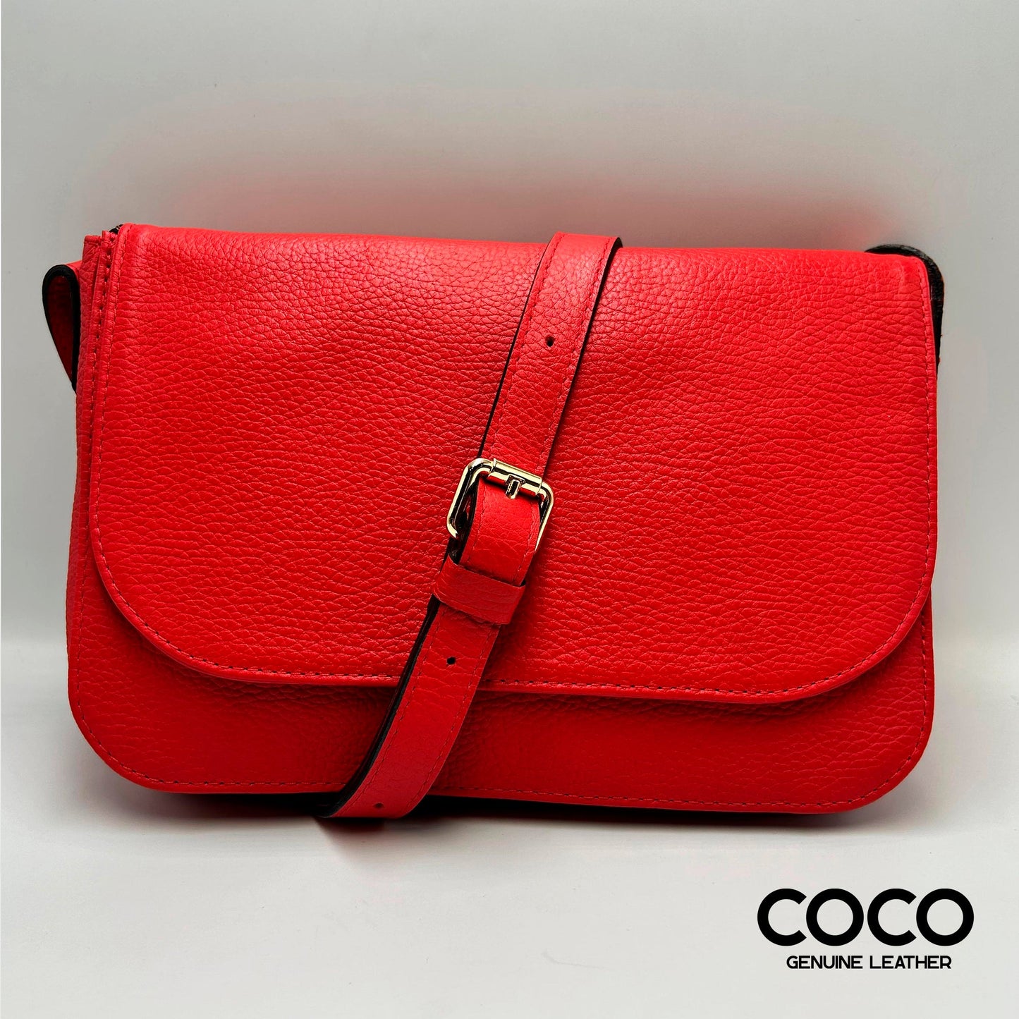 Cartera Roma en Cuero Granulado Rojo COCO