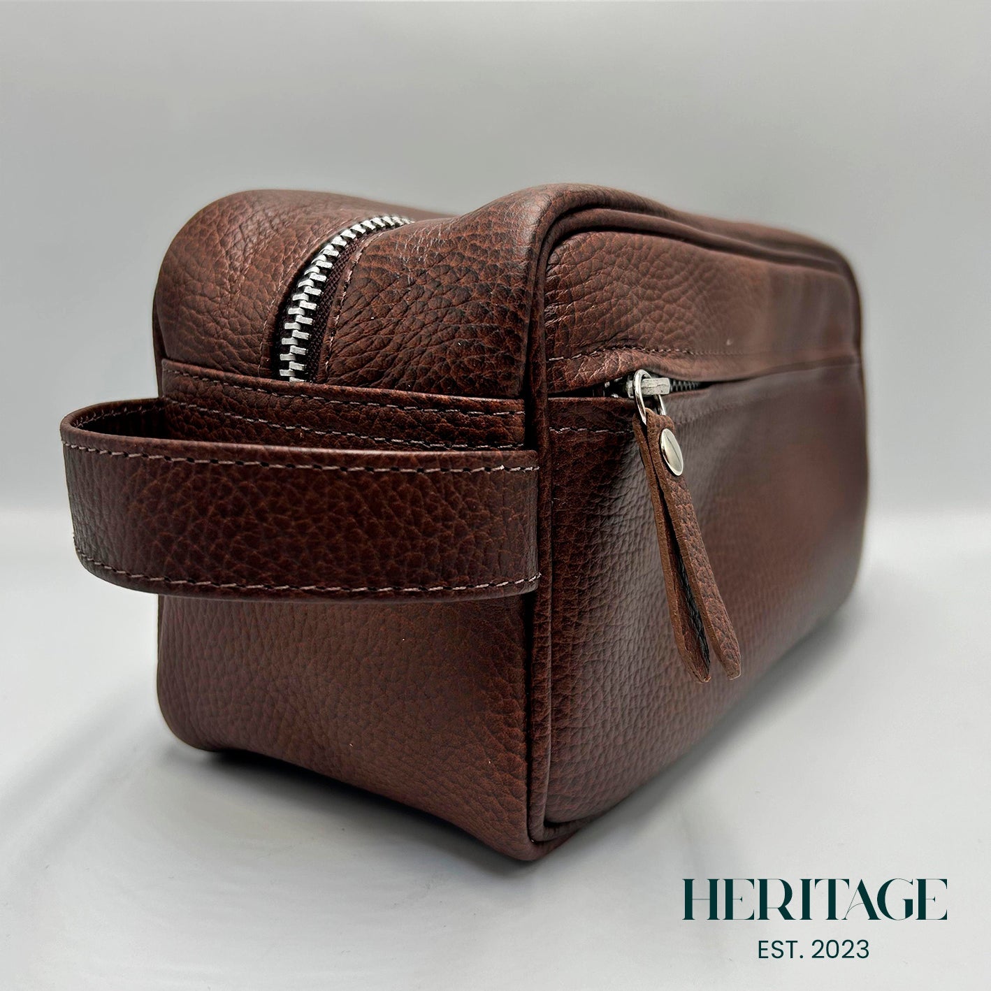 Neceser Monaco Cuero Granulado Café Heritage