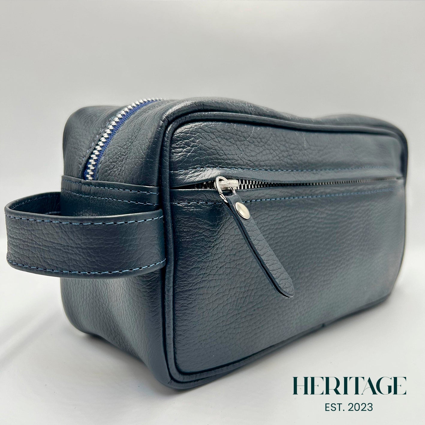 Neceser Monaco Cuero Granulado Azul Heritage