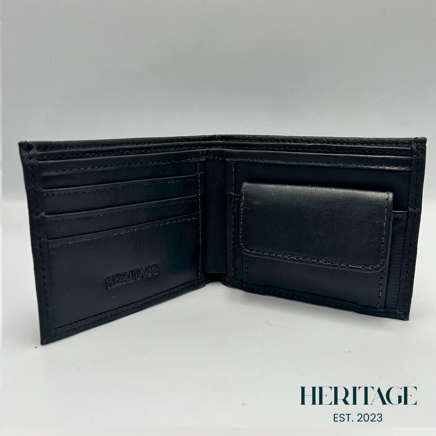 Billetera con Monedero  Mónaco Cuero Granulado Negro