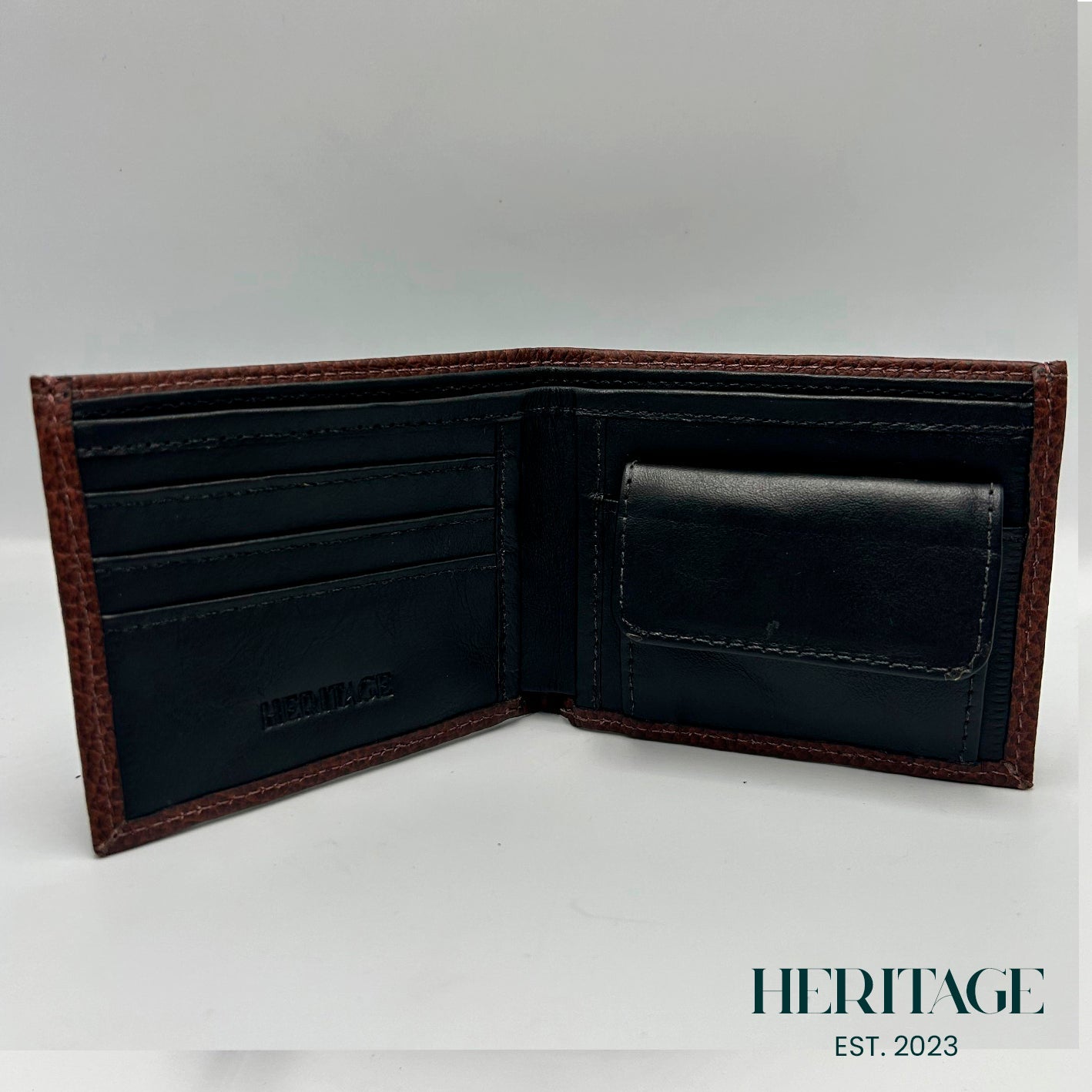 Billetera con Monedero Mónaco Cuero Granulado Café