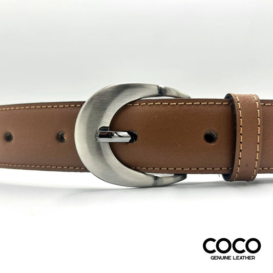 Cinturón Formal para Dama de 30 mm en  Cuero Liso Cognac COCO