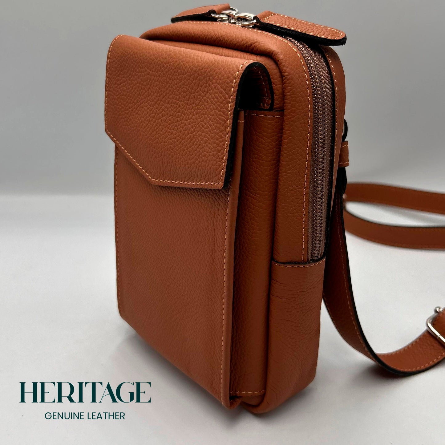 Bandolera Milán Cuero Granulado Whiskey Heritage