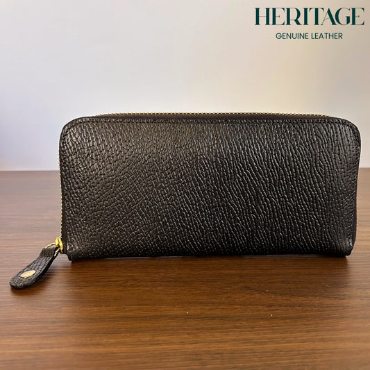 Billetera con Cierre para Dama en Cuero London Negro Heritage