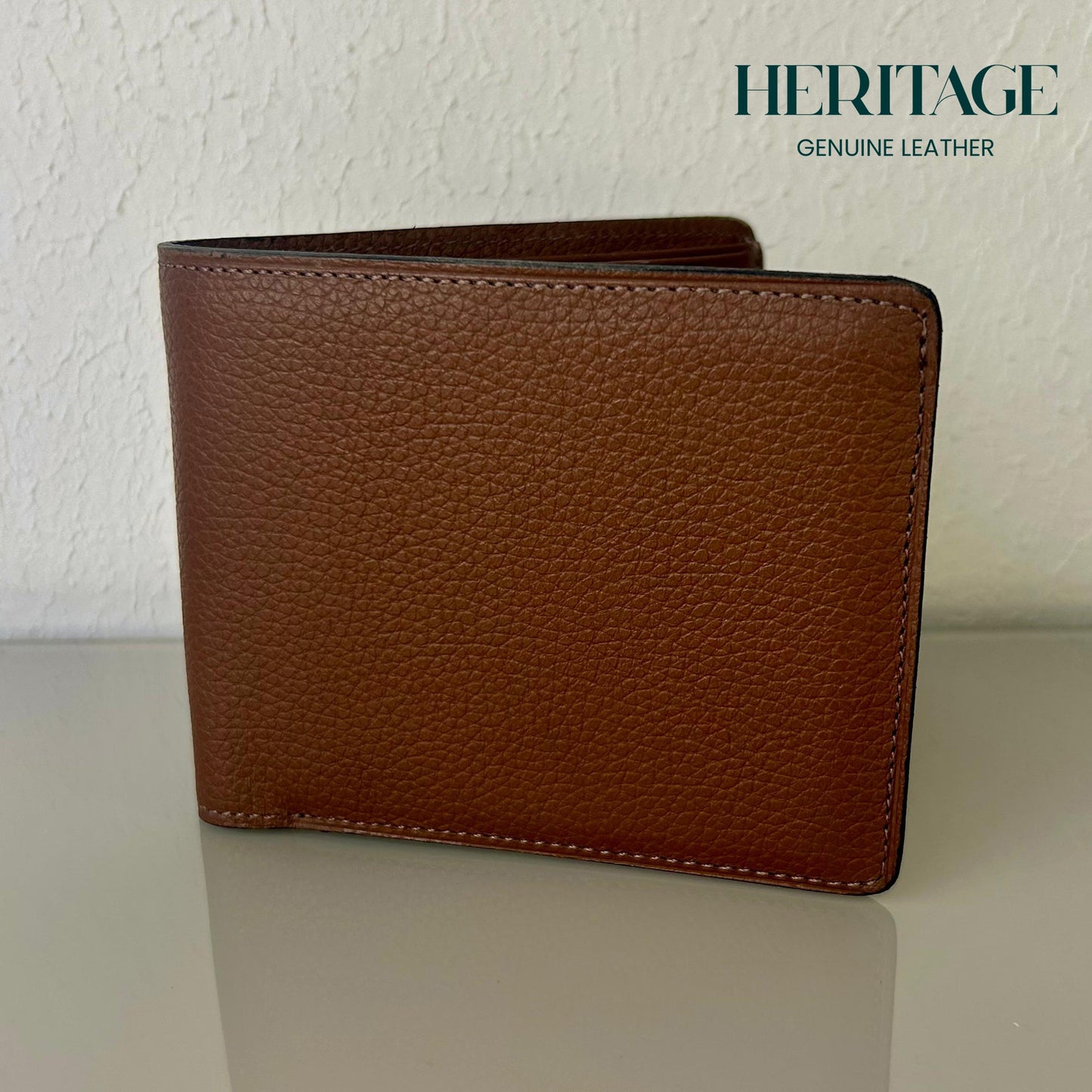 Billetera con Monedero Madrid Cuero Granulado Cognac Heritage