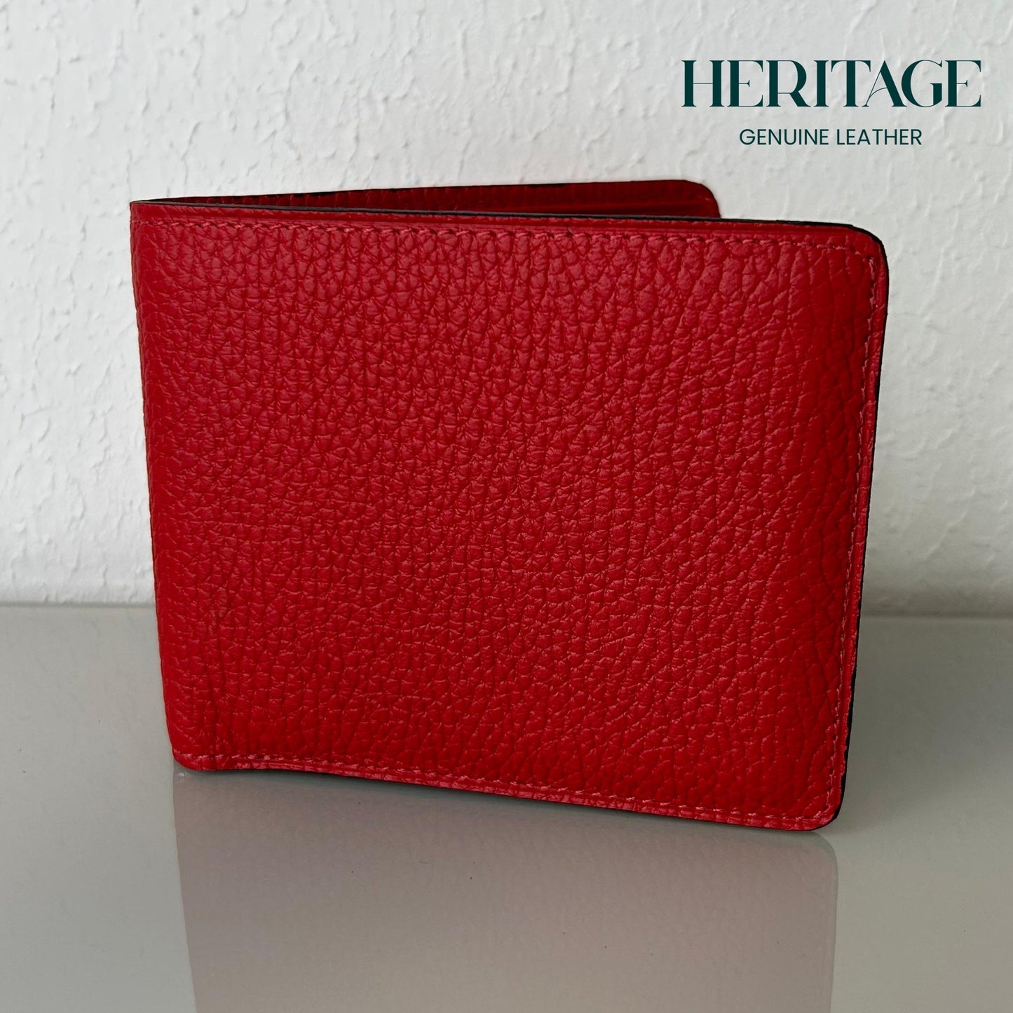 Billetera Bifold Madrid Cuero Granulado Rojo Heritage
