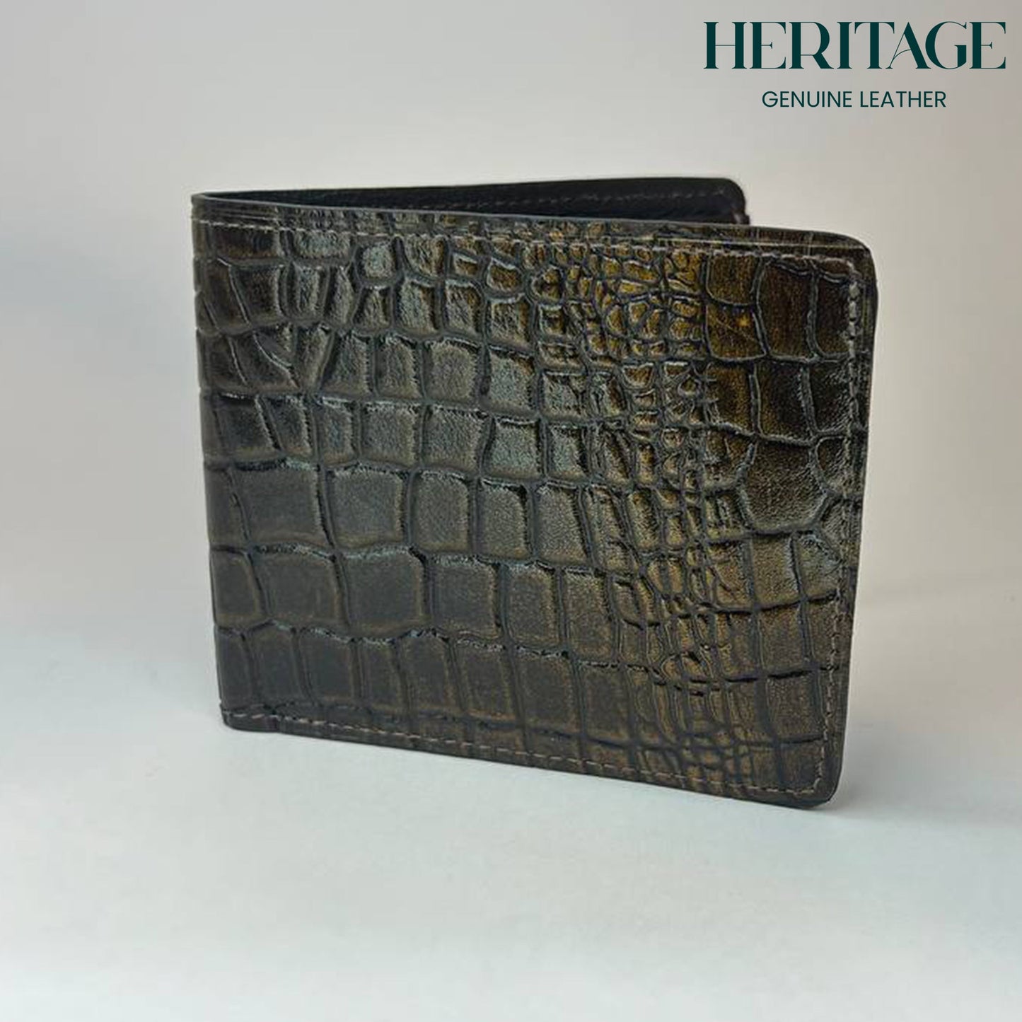 Billetera con Monedero Madrid Cuero Croco Cafe Heritage