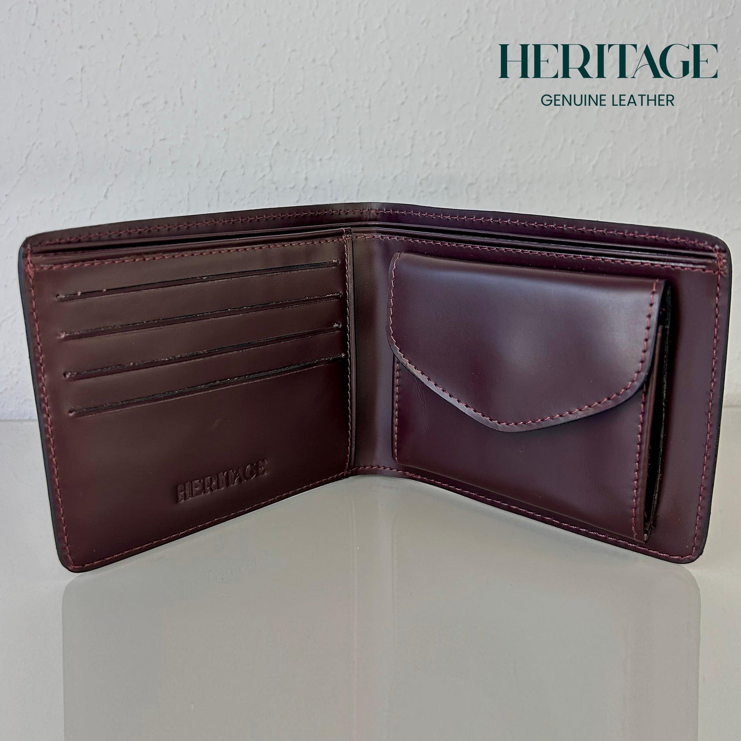 Billetera con Monedero Madrid Cuero Liso Burgundy Heritage