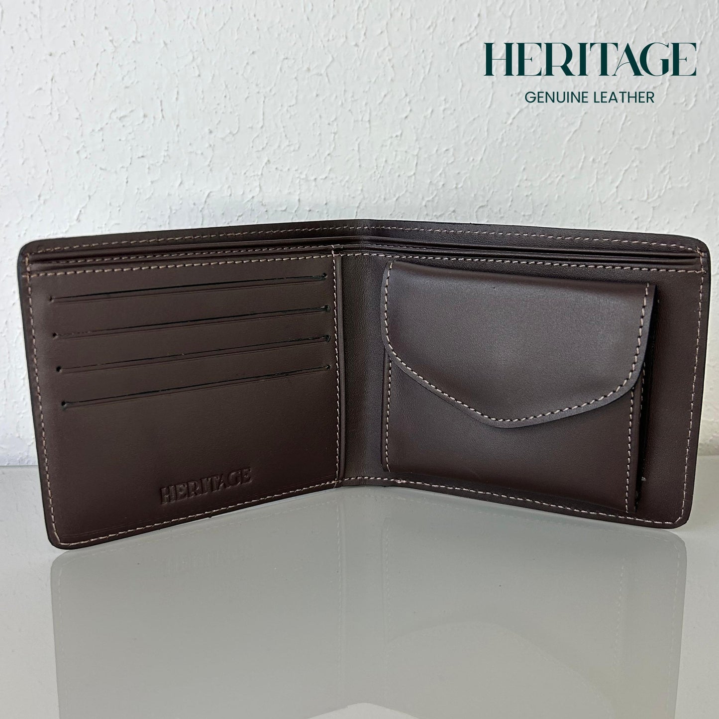 Billetera con Monedero Madrid Cuero Liso Cafe Heritage