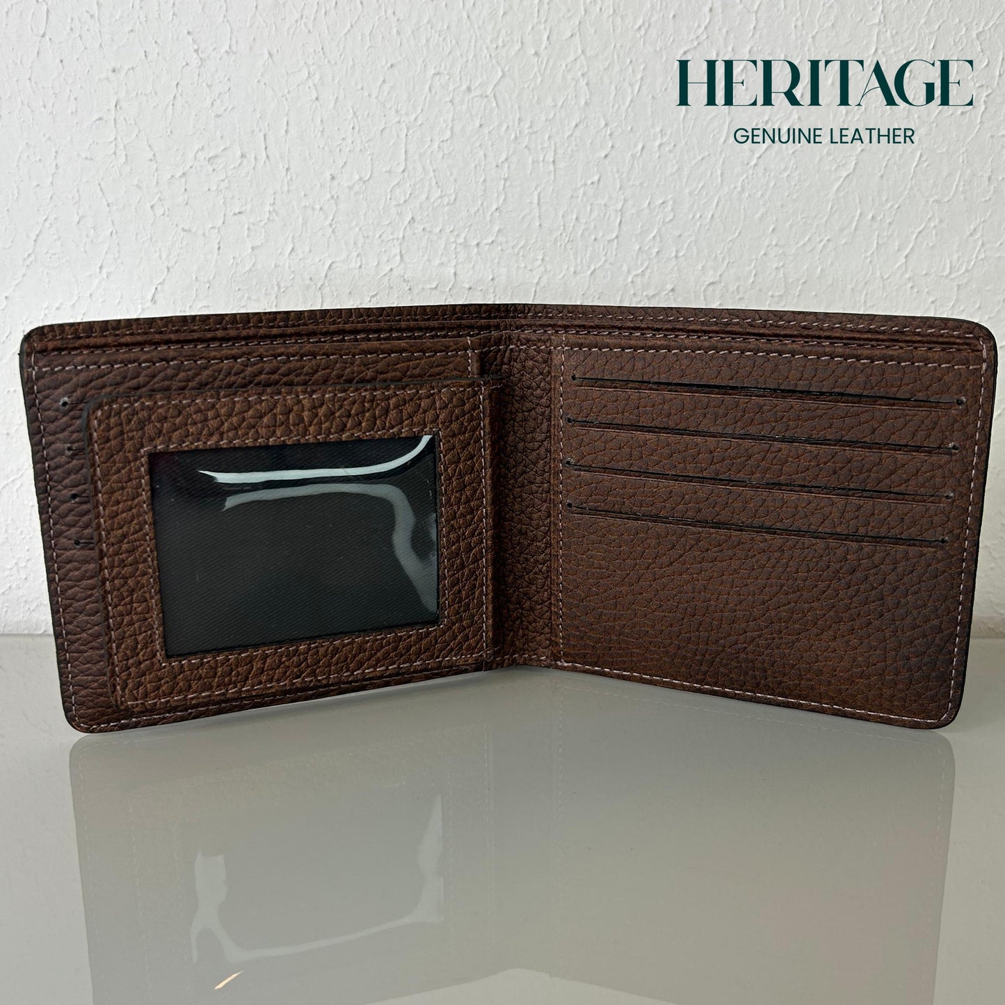 Billetera Bifold Madrid Cuero Granulado Cafe Heritage