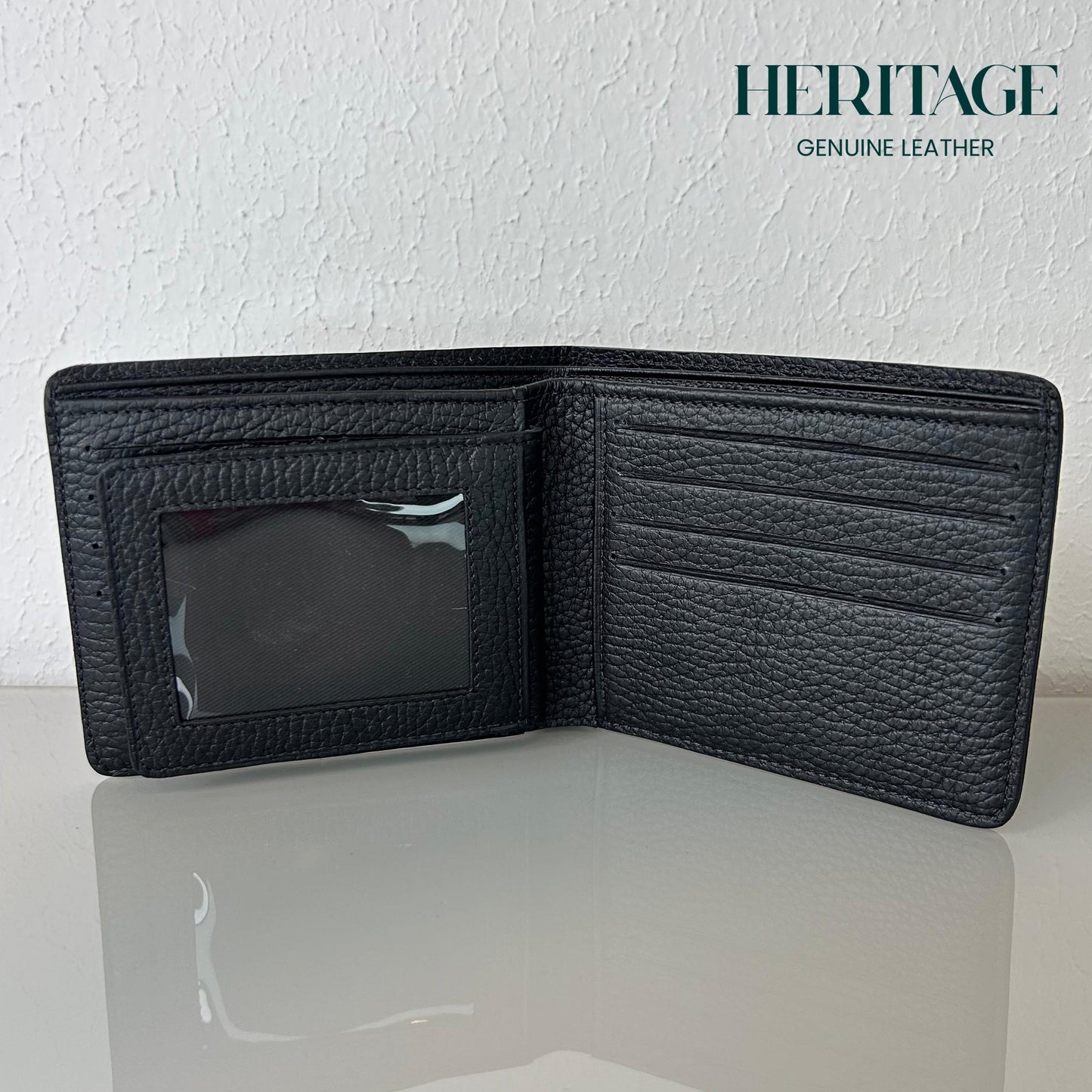 Billetera Bifold Madrid Cuero Granulado Negro Heritage