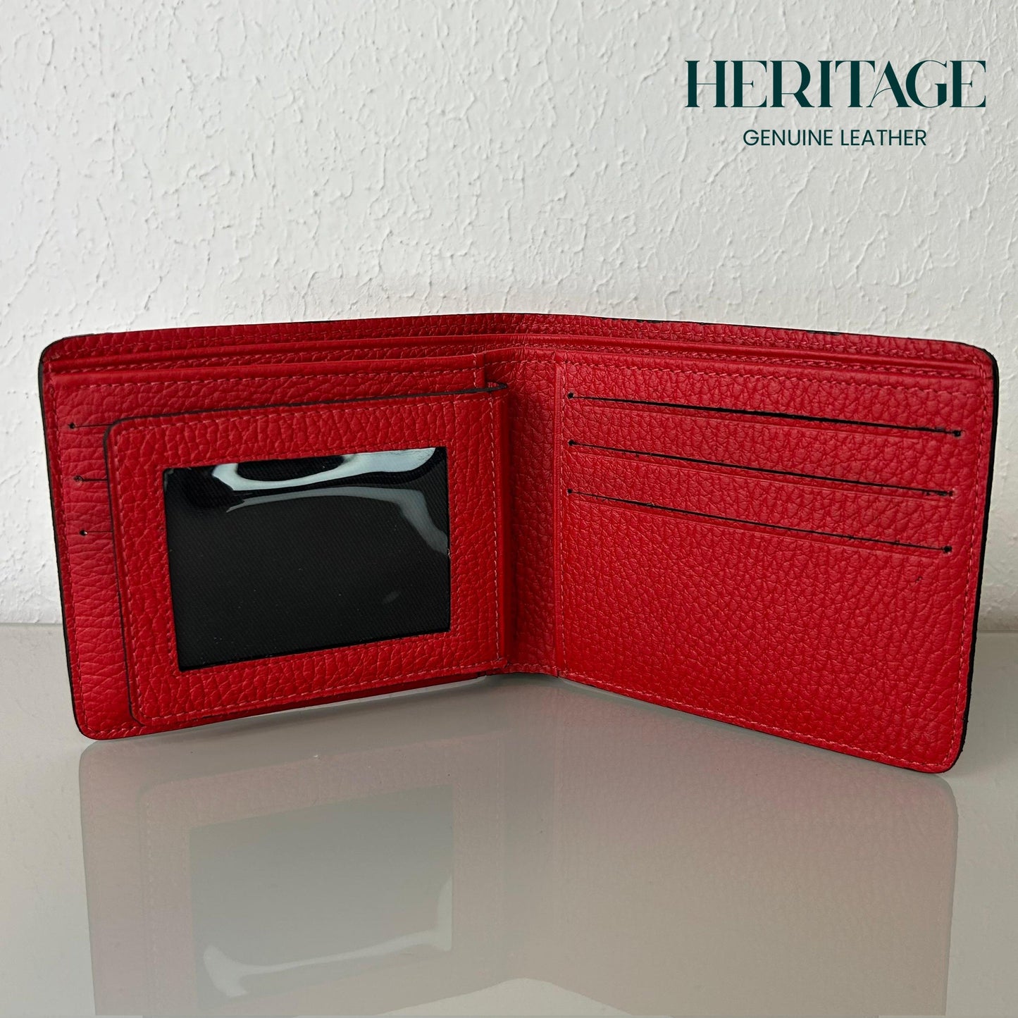 Billetera Bifold Madrid Cuero Granulado Rojo Heritage