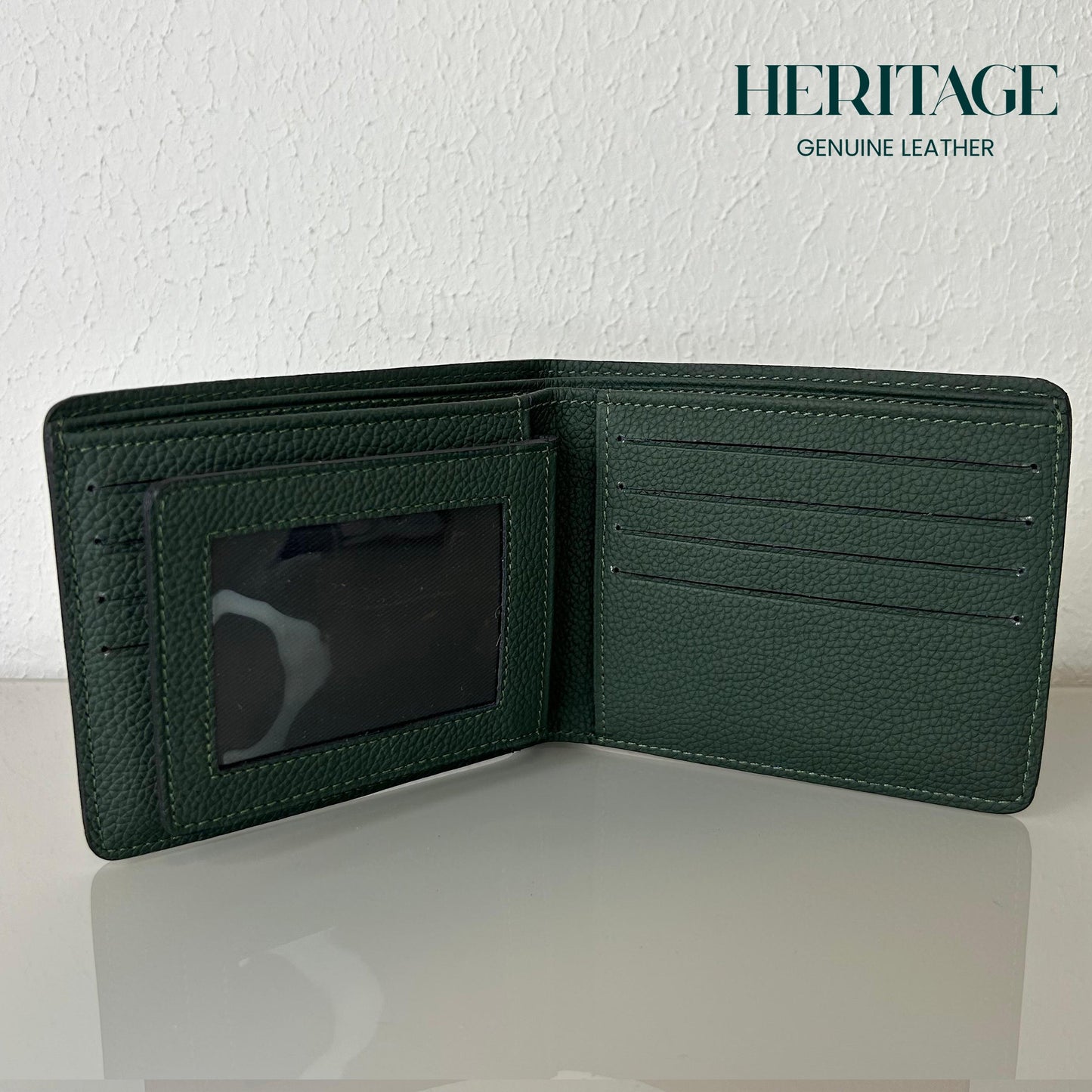 Billetera Bifold Madrid Cuero Granulado Verde  Heritage