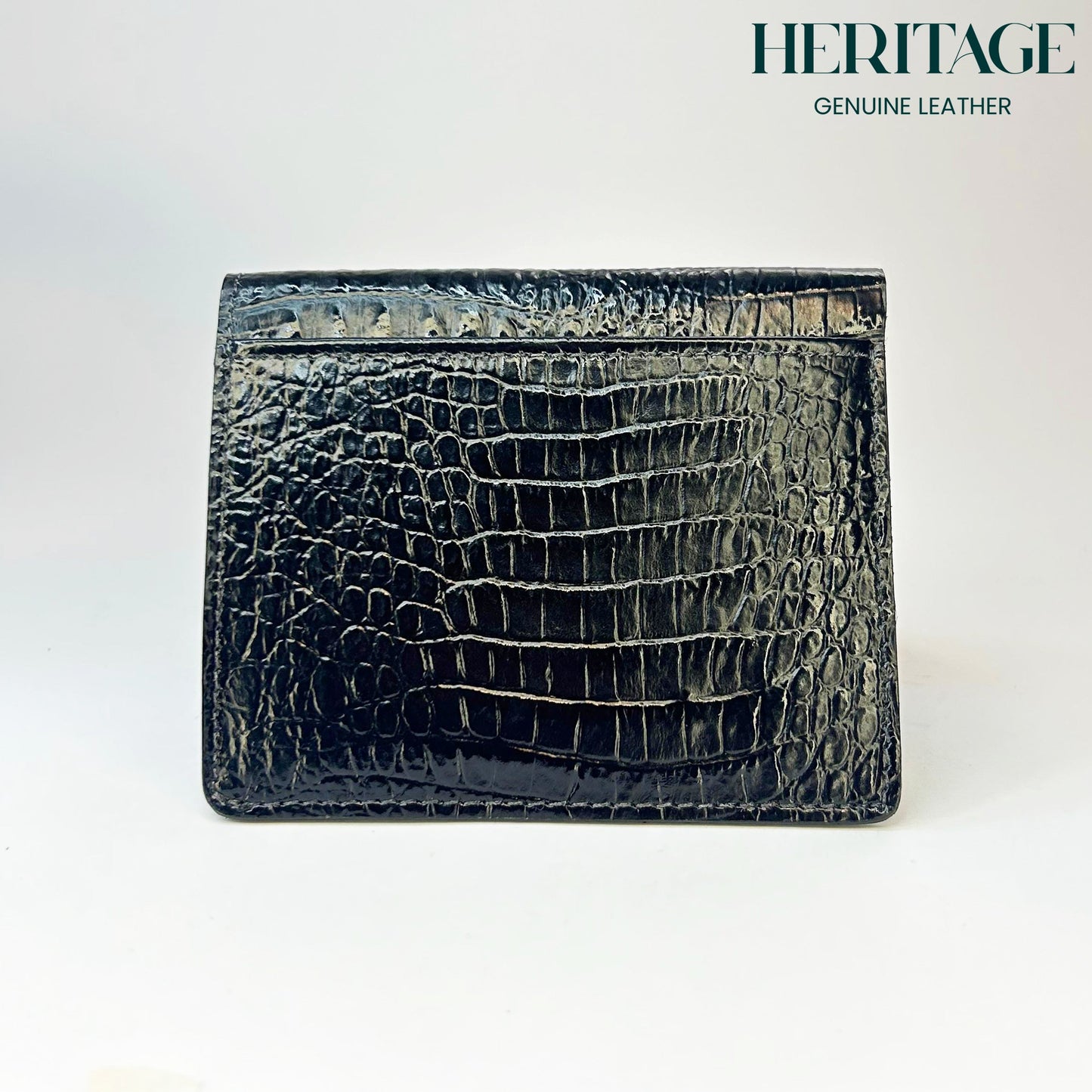 Billetera Atlas Cuero Charol Negro Heritage