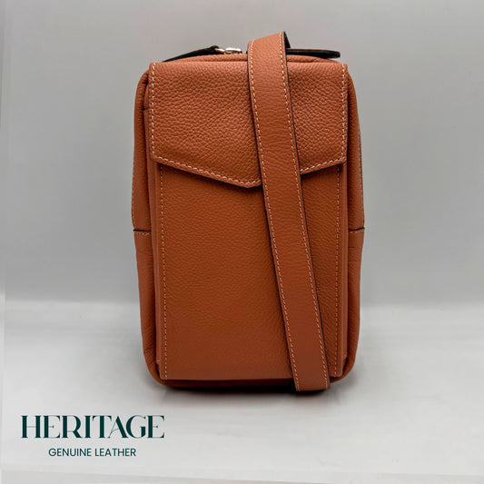 Bandolera Milán Cuero Granulado Whiskey Heritage