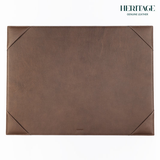 Base de Escritorio Grande en Cuero Granulado Café Heritage (67*50cm)