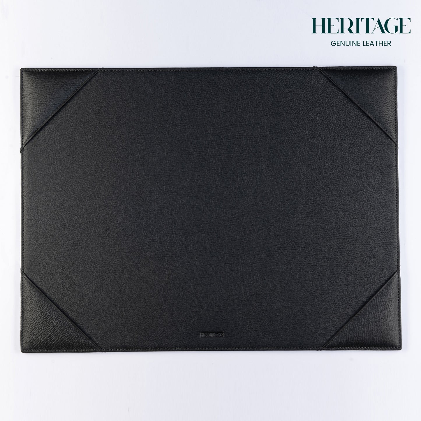 Base de Escritorio Mediana en Cuero Granulado Negro Heritage (52*39cm)
